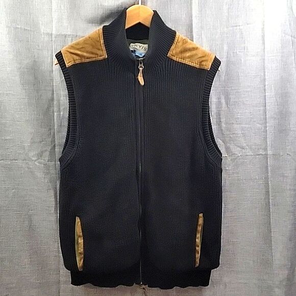 Orvis Other - Orvis Mechanic's Foul-weather Vest Ribbed Knit Zip-Up Black SZ M